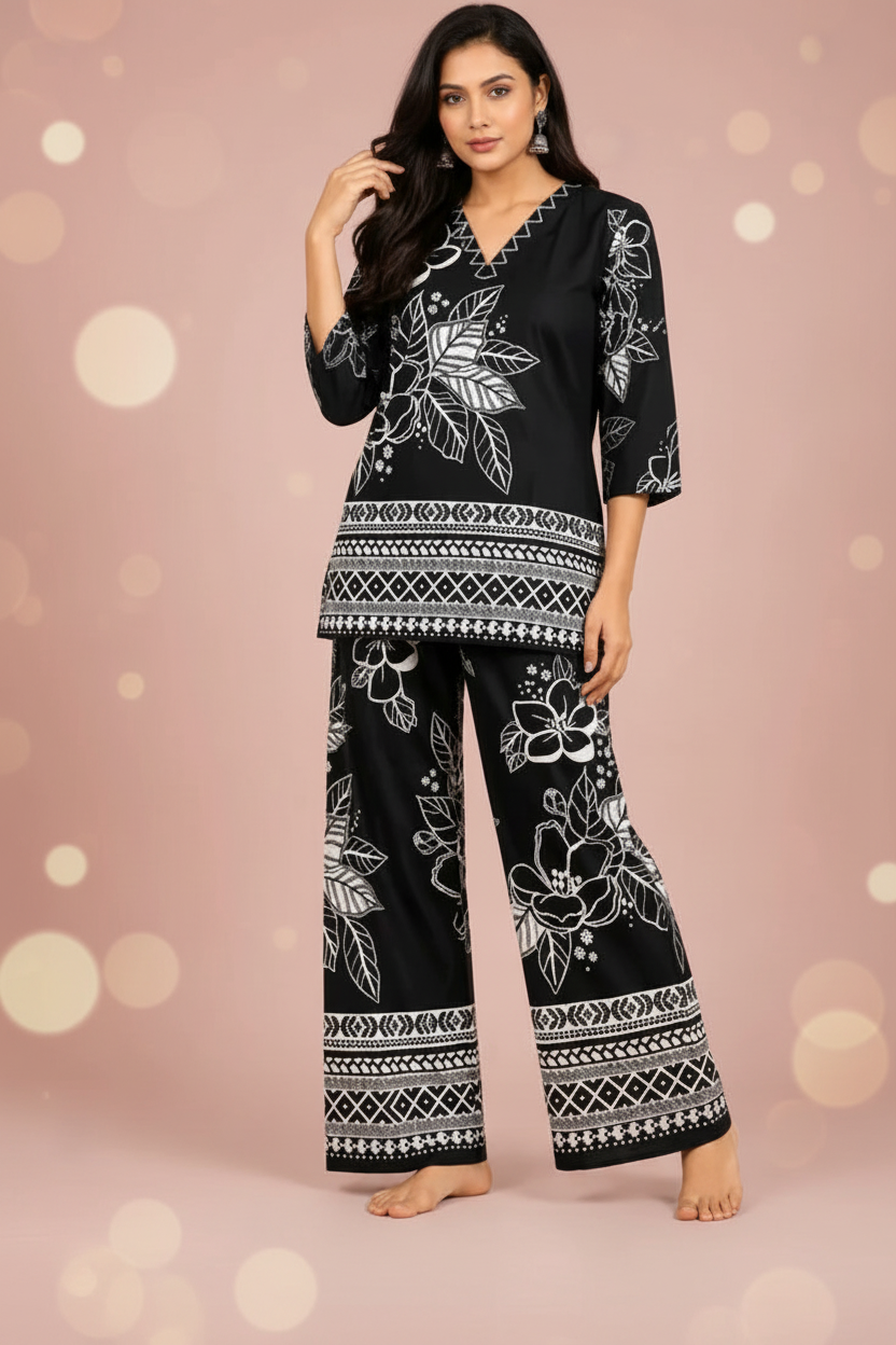 Trendy botanical cord set for women with design