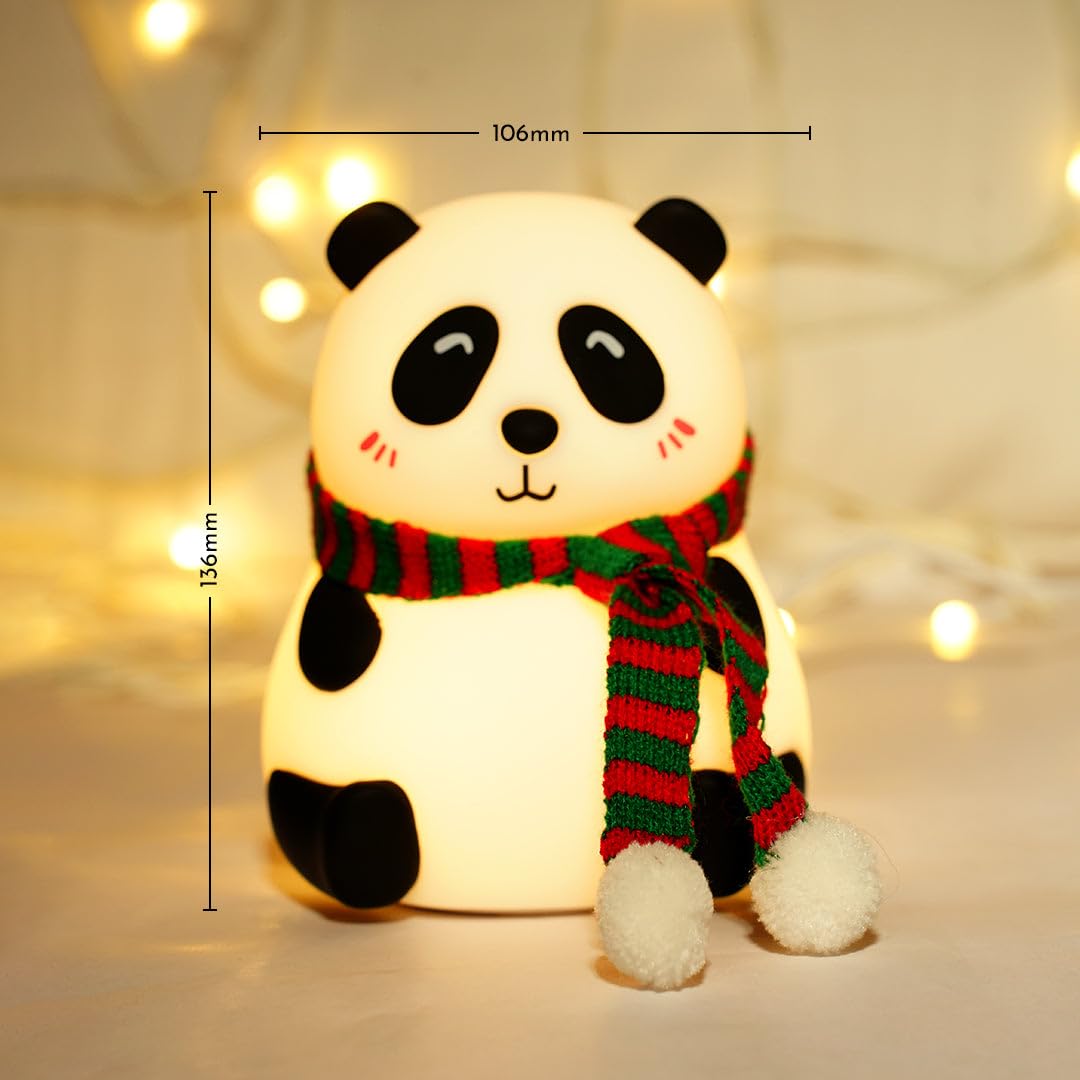 Cute Panda Night Light, Cute Night Light for Kids, 7 Colors Changing Rechargeable Portable Silicone Nightlight, Kawaii Aesthetic Room Décor, LED, White