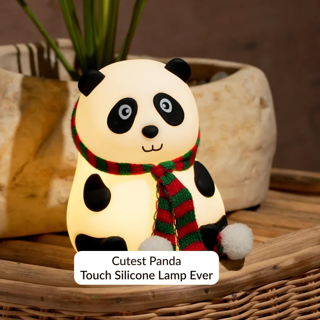 Cute Panda Night Light, Cute Night Light for Kids, 7 Colors Changing Rechargeable Portable Silicone Nightlight, Kawaii Aesthetic Room Décor, LED, White
