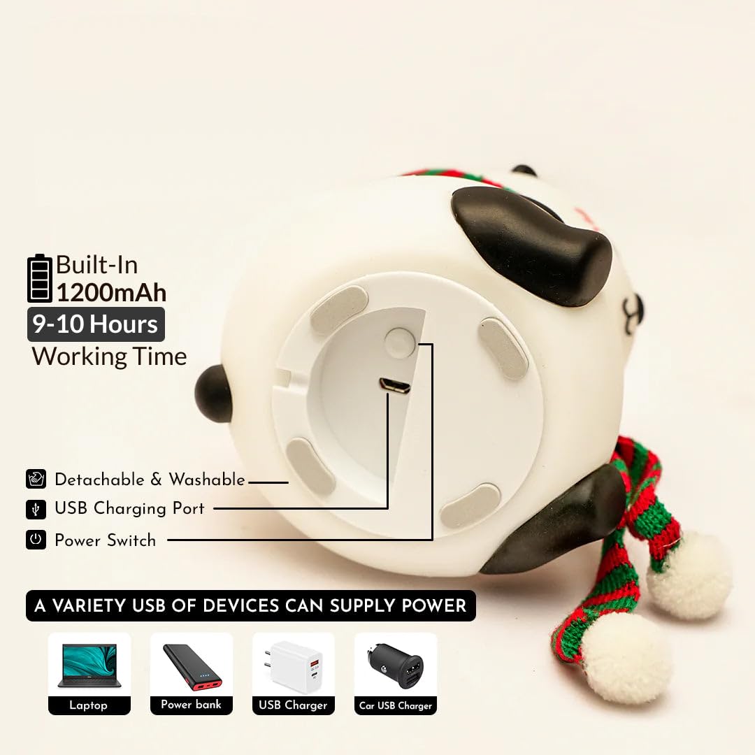 Cute Panda Night Light, Cute Night Light for Kids, 7 Colors Changing Rechargeable Portable Silicone Nightlight, Kawaii Aesthetic Room Décor, LED, White