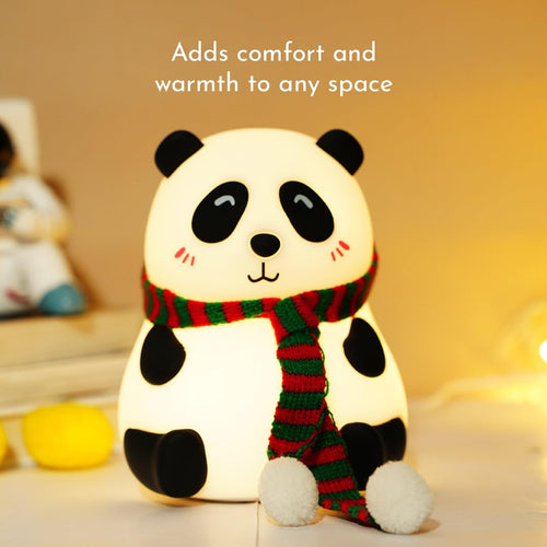 Cute Panda Night Light, Cute Night Light for Kids, 7 Colors Changing Rechargeable Portable Silicone Nightlight, Kawaii Aesthetic Room Décor, LED, White